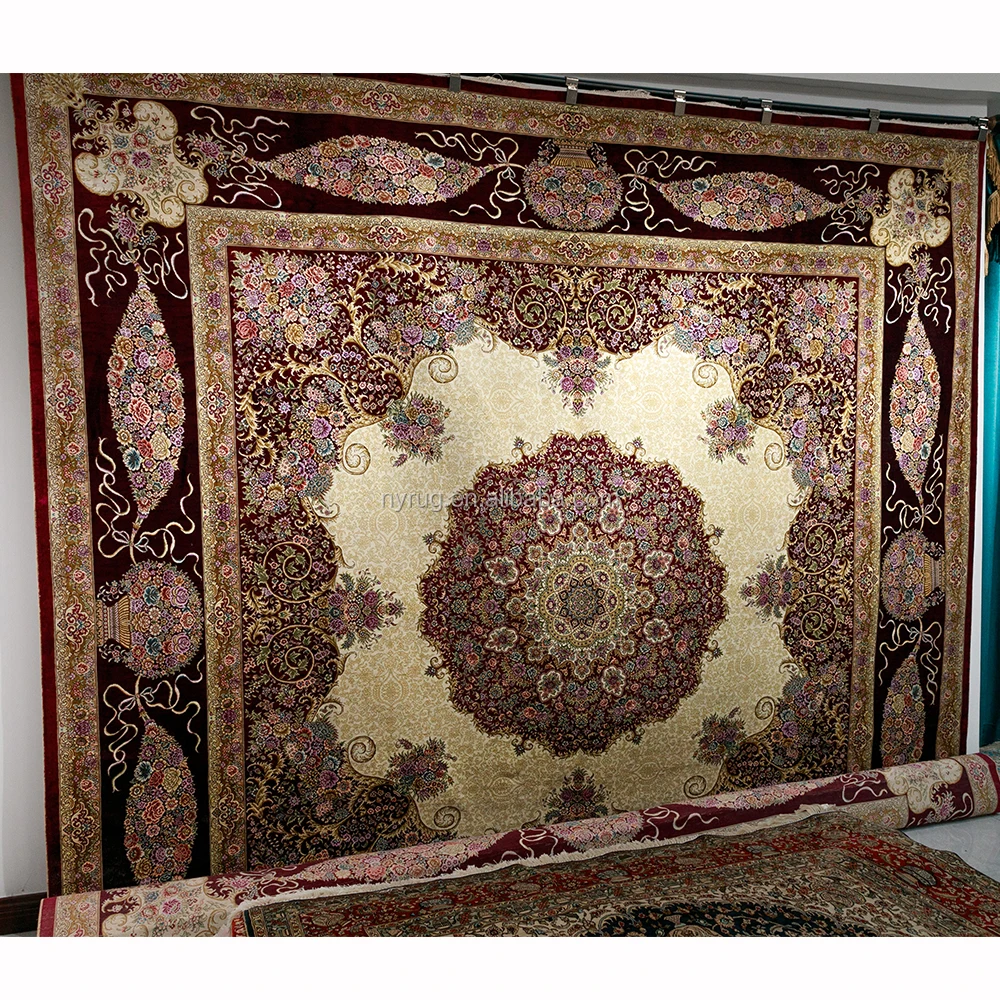 New 10x10 Feet Persian Purple Hand Knotted Silk 100 Handmade Rug And