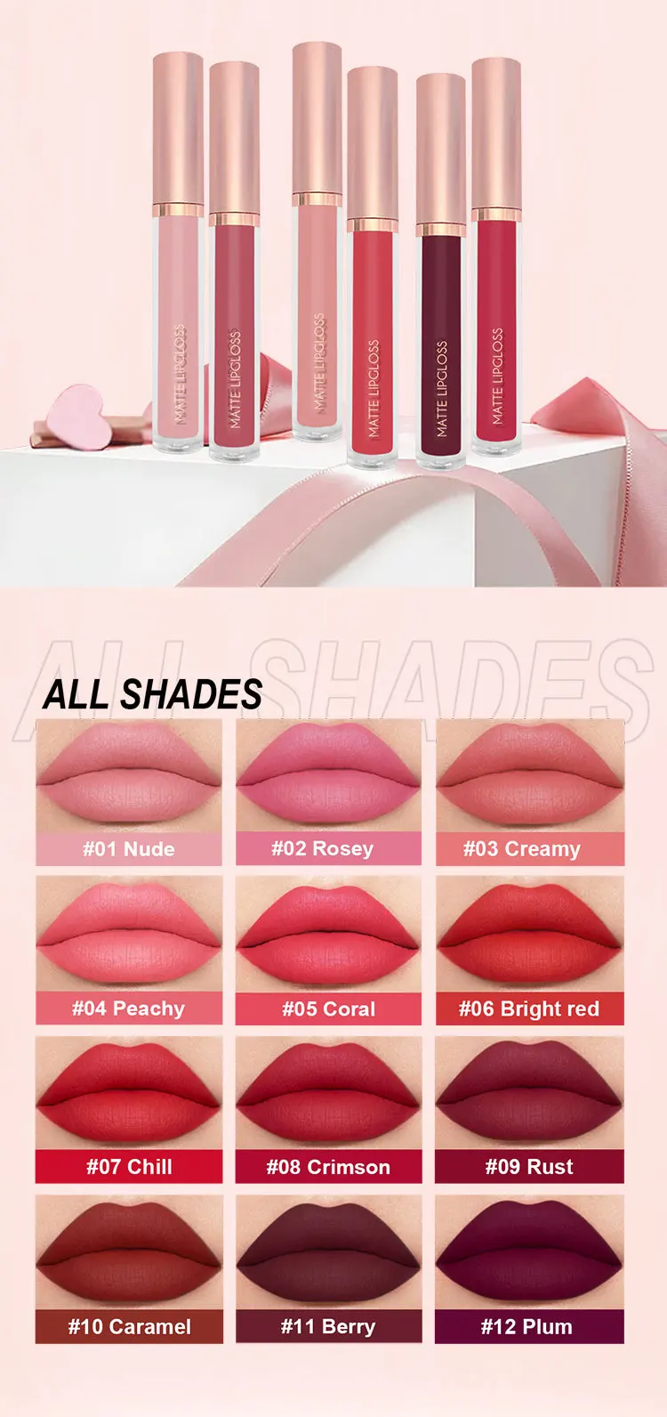3 Pack Matte Lip Gloss Lip Glaze Set