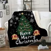Christmas Printed Soft Fleece Blanket with Sherpa Fur Lining