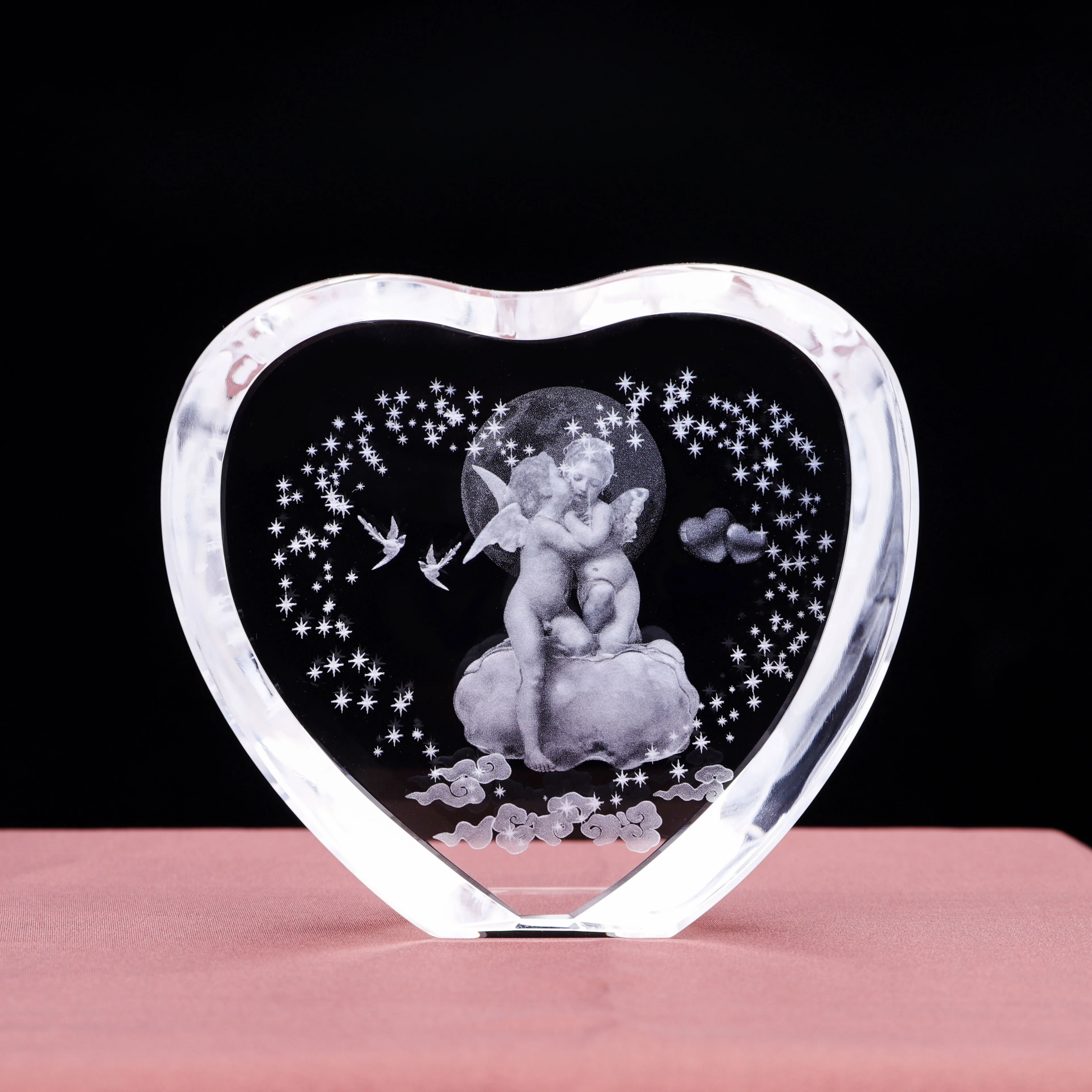 Blank K9 Heart Crystal Block Custom Photo Frame Laser Engraved Love Theme Cheap Wedding Return Gift Factory manufacture