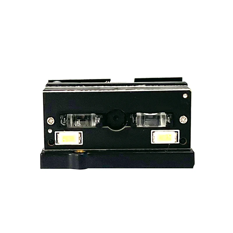 Embedded refrigerator barcode scanner module mounted behind glass door