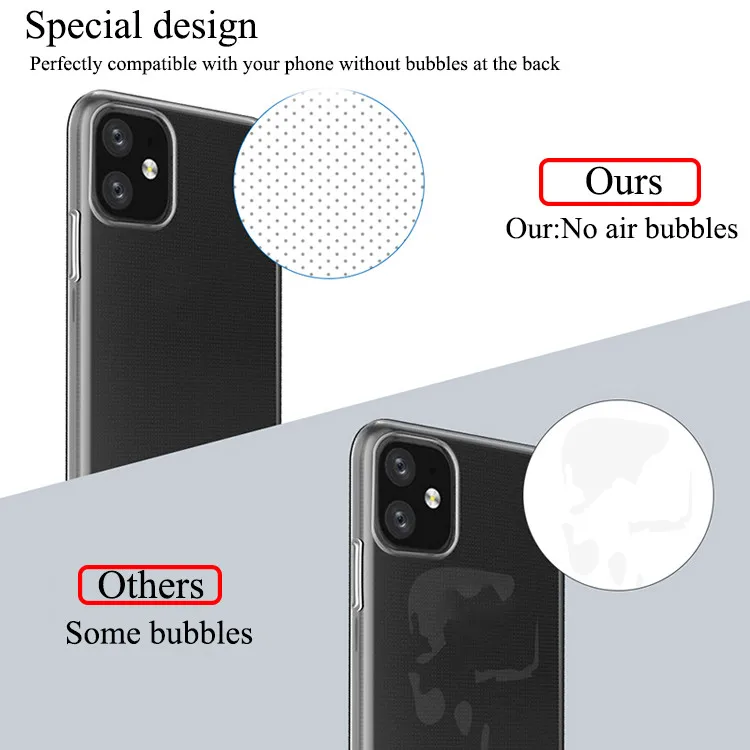 2020 New Arrivals Transparent Clear Soft TPU Phone Case For iPhone 11 Pro Max Case 0.3MM Tpu Rubber