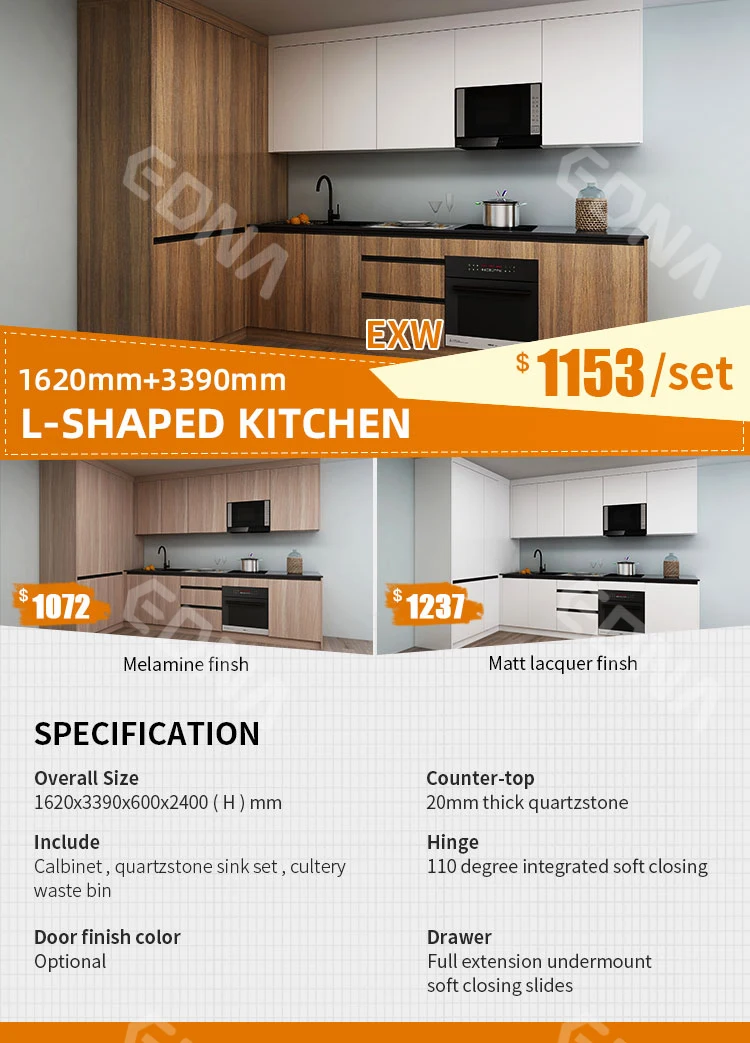 Edna Wholesale Standard Size Rta American Kitchen Cabinet for Apartment Project