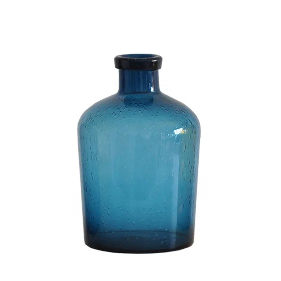 Modern clear colored ruleless bubble Pot-bellied small mouth glass ball vase