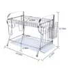 Wideny Home kichen different sizes collapsible 2 tiers dish rack with drain tray
