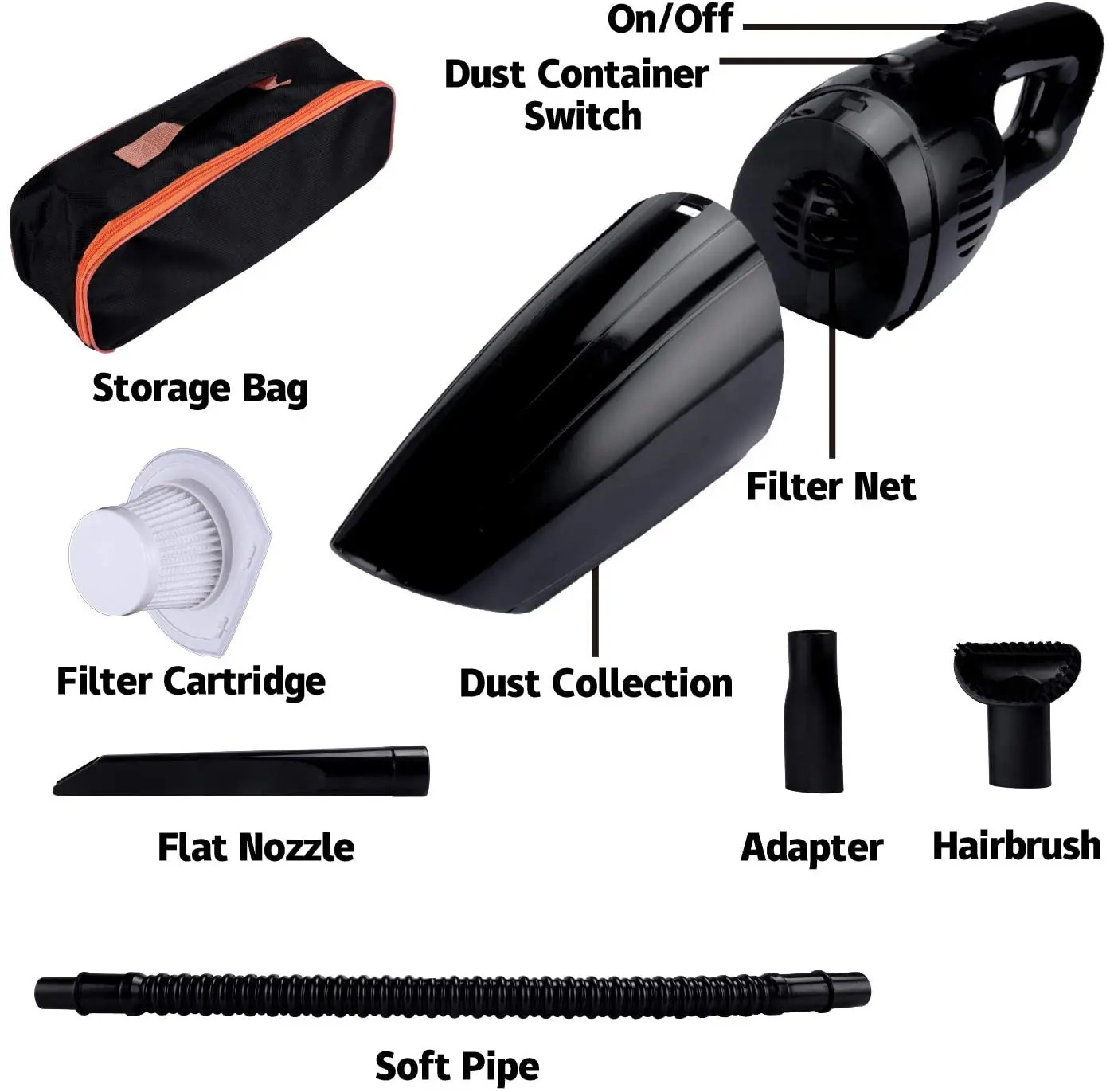 Portable Car Vacuum Cleaner 12v/120w High Power Corded Handheld Auto