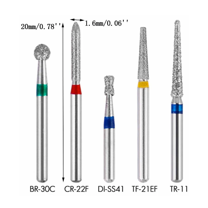 Dental Burs Diamond Drill Round Pear Shaped In Stainless Steel For High