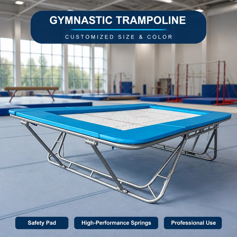 Custom Outdoor Pro Trampoline Heavy Duty Gymnastics Rectangular/square Trampoline with Safety Pad
