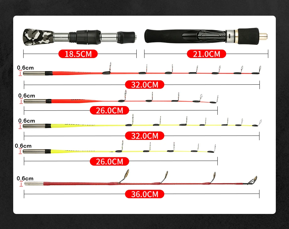 Johncoo Soft Tip/hard Tip Carbon Winter Fishing Rod Ultralight Portable Winter Fishing Rod Ice