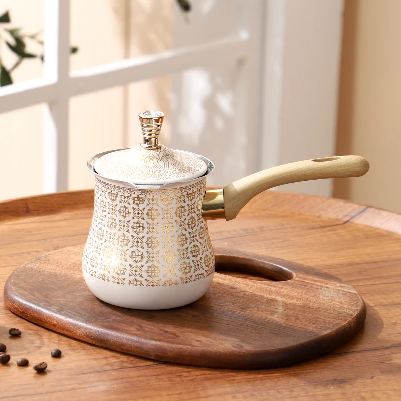 Turkish Style Coffee Warmer — Gold Geometric Pattern