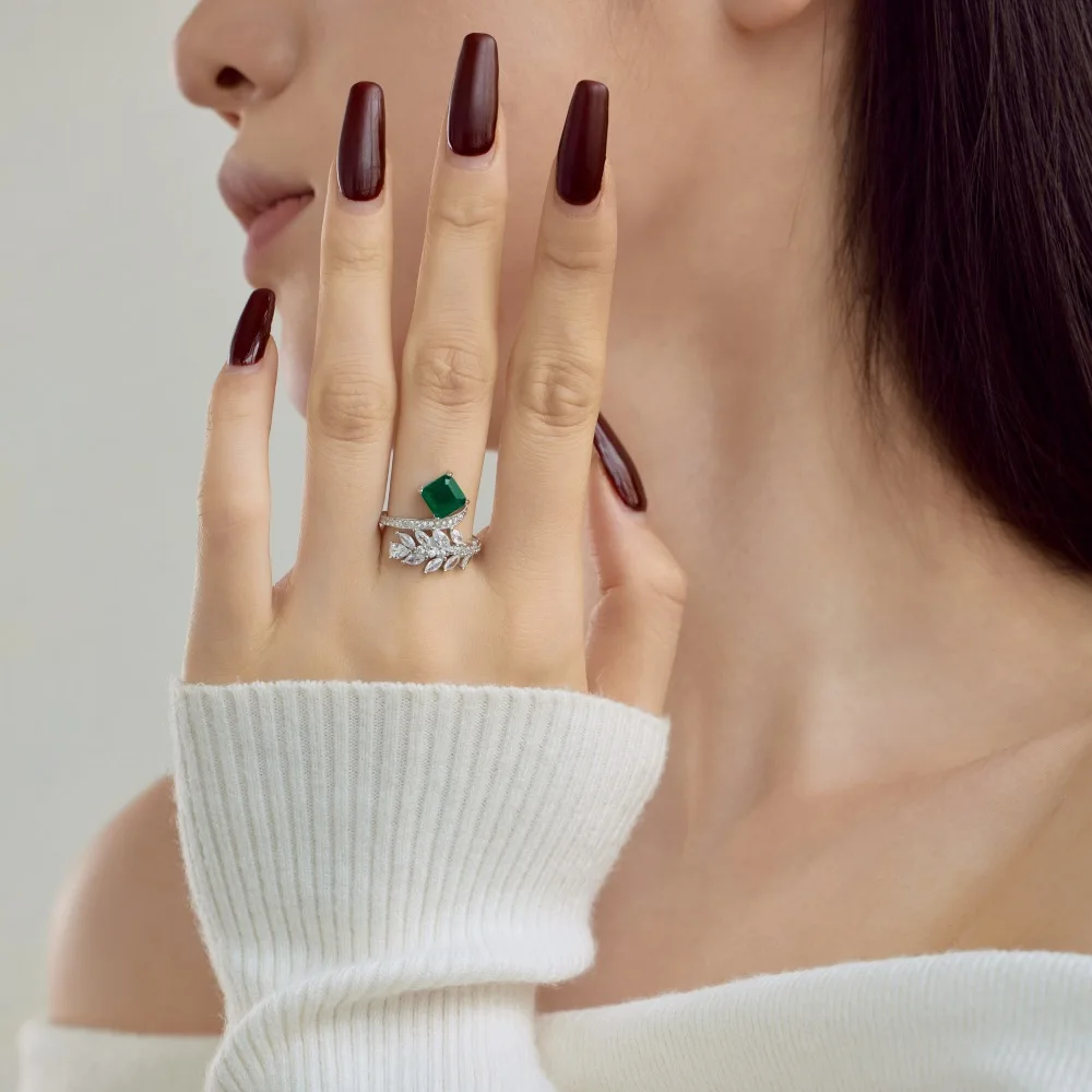 Women's S925 Sterling Silver Ring New Fine Gem Water Drop Geometric Bow Pagoda with Lab Diamond Gemstone Rings