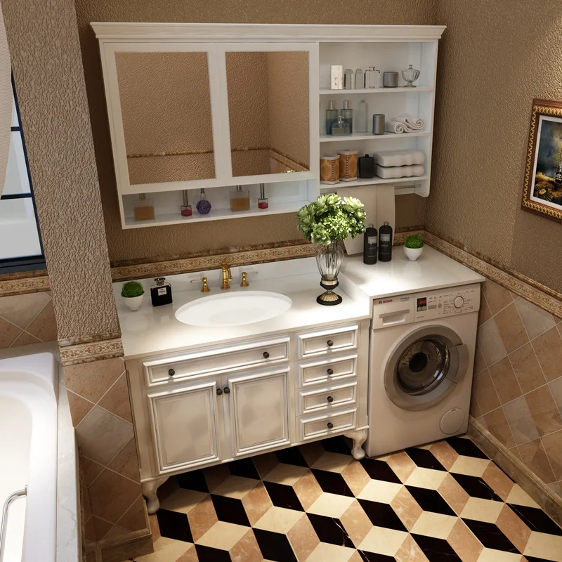 American bathroom vanity combination floor-standing bathroom cabinet wash basin sink solid wood bathroom integrated E0 level