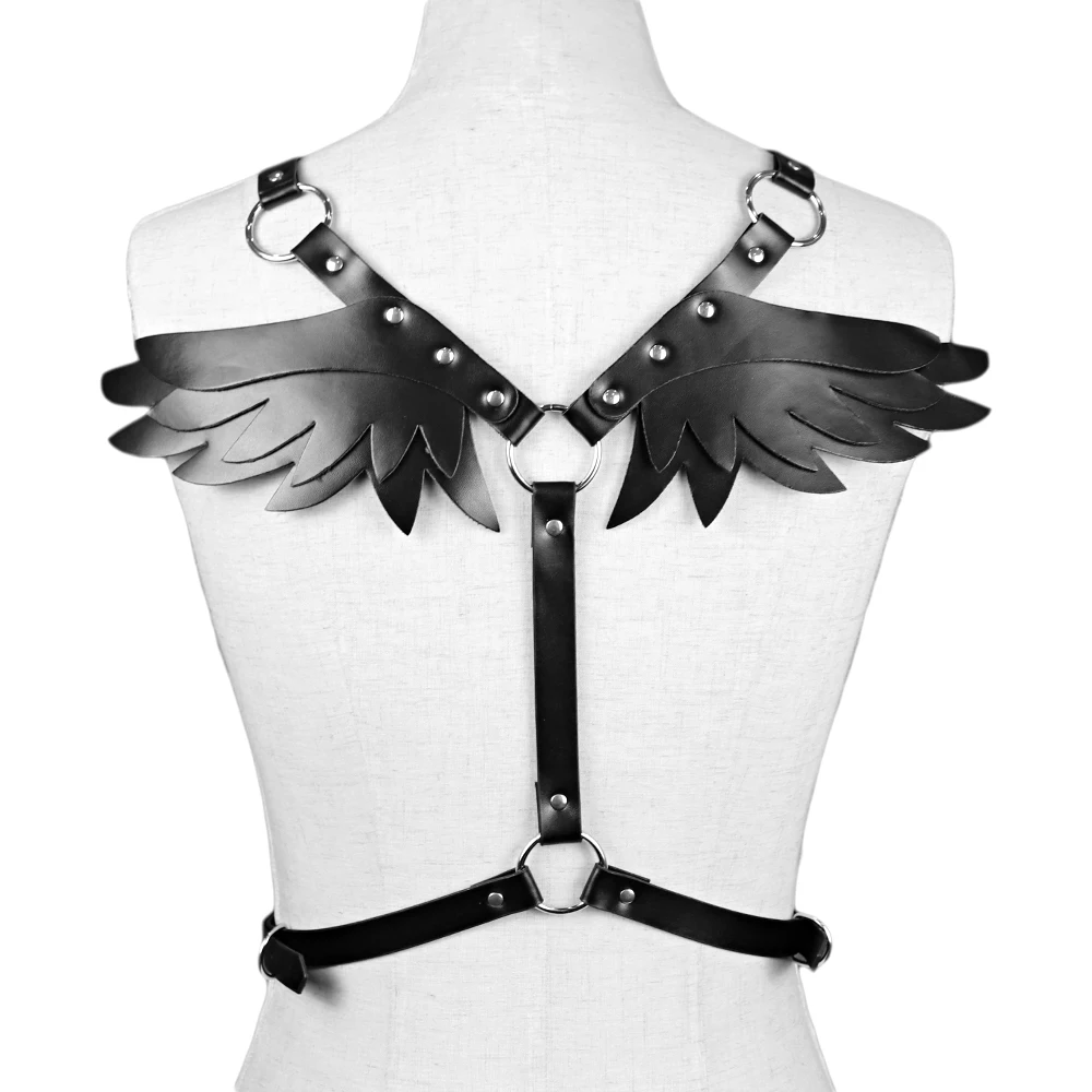 Sexy Goth Leather Harness Angel Wing Bust Bdsm Harajuku Lingerie Women ...