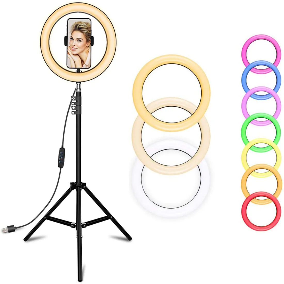 CPYP 14 inch MJ36 RGB soft ring light Circle Photography Lighting 16 colour Led RGB Ring Light with Phone Tripod Stand