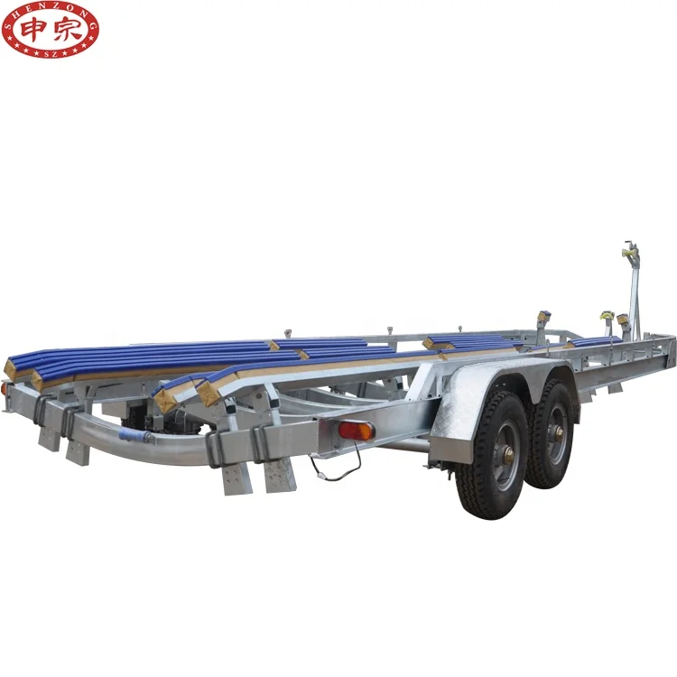 Boat Size 8m Length 2500kgs Weight 2axle Bunk Or Roller Boat Trailer