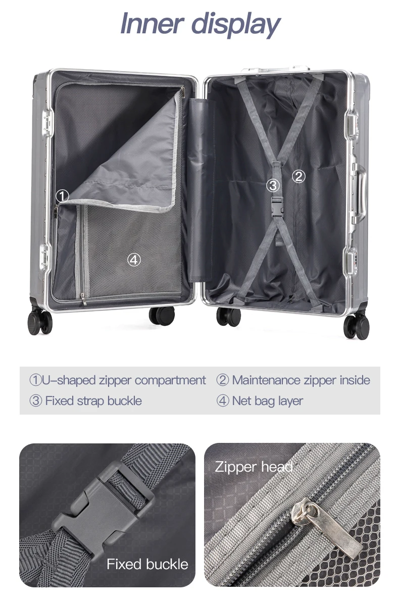 Hot Sale Custom Aluminum Suitcase Sets Trolley Travel Bag Luggage 20/24 ...