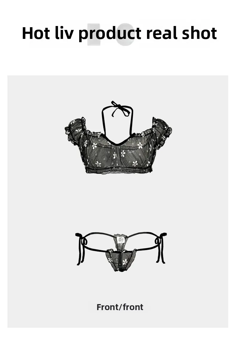 Summer Sexy Polka Dot Mesh Lingerie Strapless Off-Shoulder Tie Sleepwear One Size Panty & Bra Set