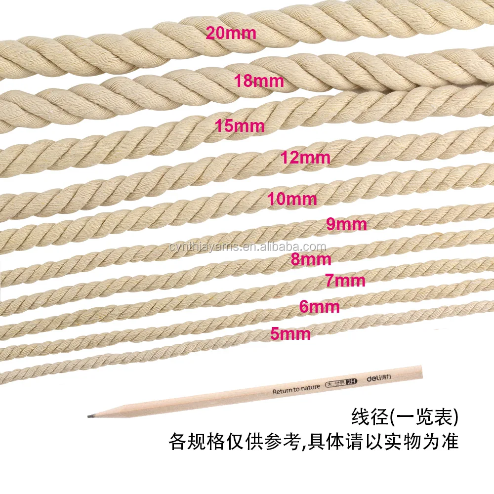 Cotton Rope Three Strands Hand Diy Thick Rice White Braided Decorative Cords