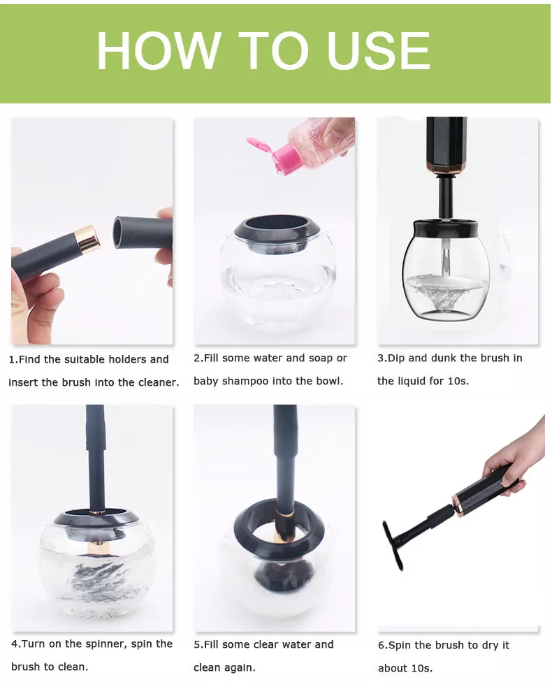 2019 Hot Selling Automatic Rotating Electric Makeup Brush Cleaner And Dryer Kit in Seconds Fit For All Size Brushes