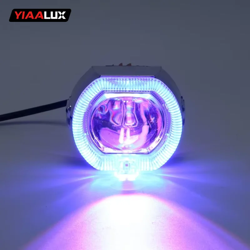 Motorcycle 2.5 Inch Led Built-In Headlights Full Ring Devil'S Eye Lens High and Low Spotlights Universal Headlights factory