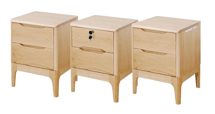 Bedroom Furniture Modern Design Nightstand Oak Solid Wood Beside Table Custom Size