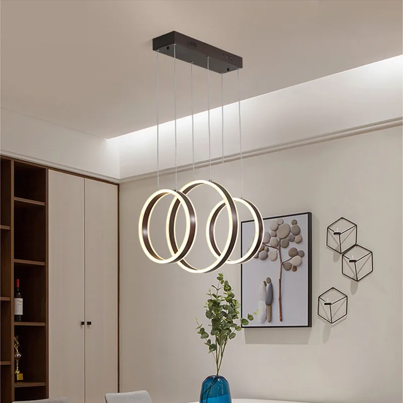 Dining Chandelier Modern Simple Creative Household Circle Ring Living Room Dining Room Nordic LED Restaurant Lamps