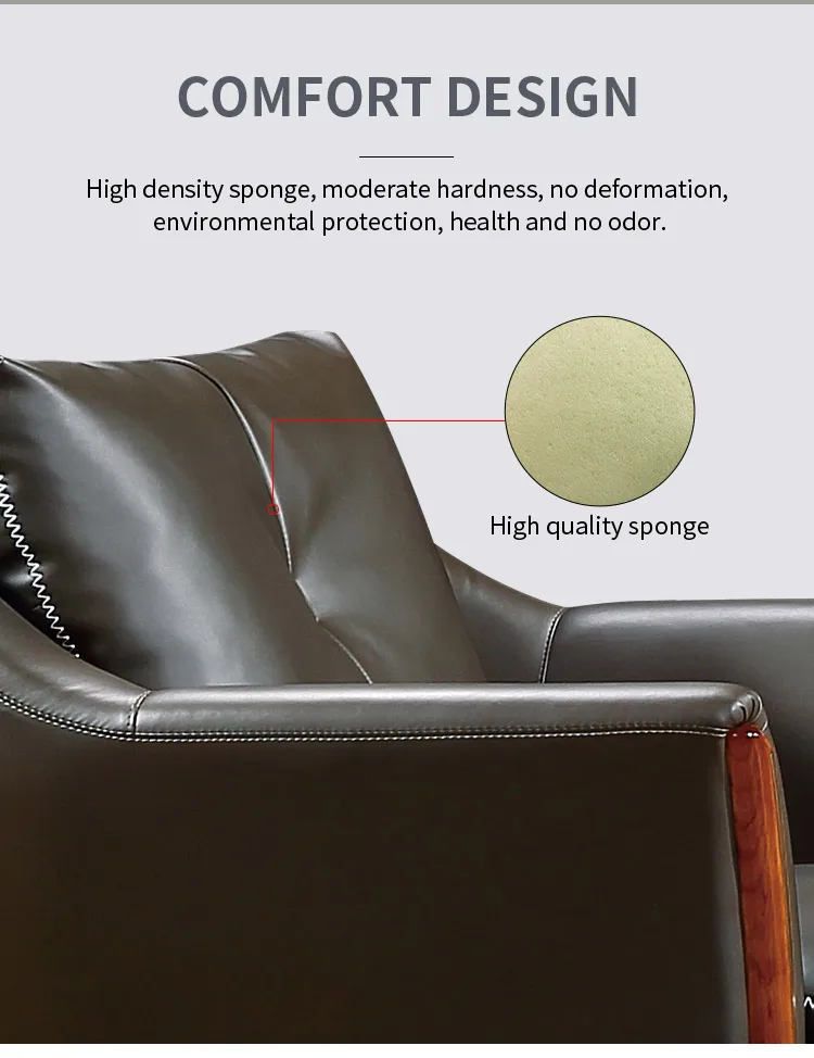 Pengpai Gunine Leather 3 Set Sofas Chesterfield Modern Indoor Waiting Room Sofa