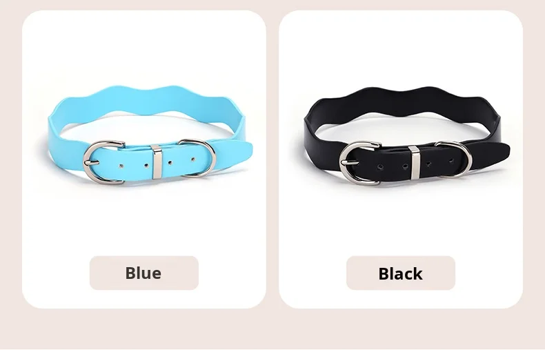 Pu Leather Accessories Dog Collar Macaron Adjustable High-End Special-Shaped Wave Banquet Birthday Ribbon Solid Pet Collar