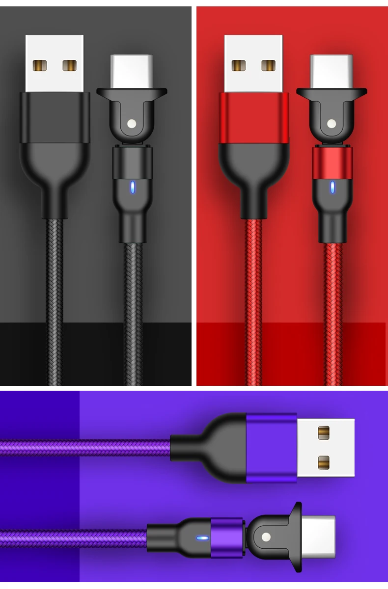 Amazon 2020 Wholesale On stock round 180 free rotation mobile data cable fast charging android cable - ANKUX.COM