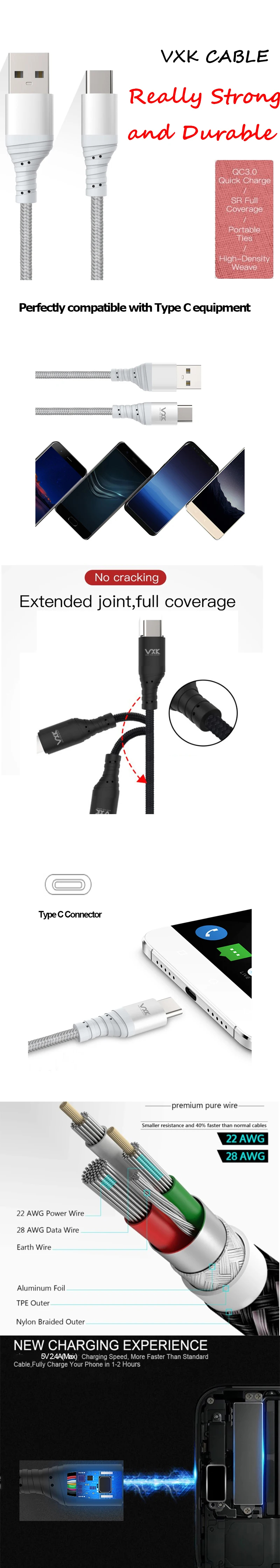 Charging Charge Data Wire Usb Fast C Type Micro Accessories Phone Mobile Custom Usb Cable - ANKUX.COM