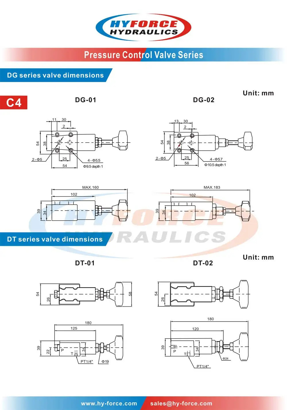 Yuken Type Dt-02 Series Thread Connection Direct Operated Relief Valves ...