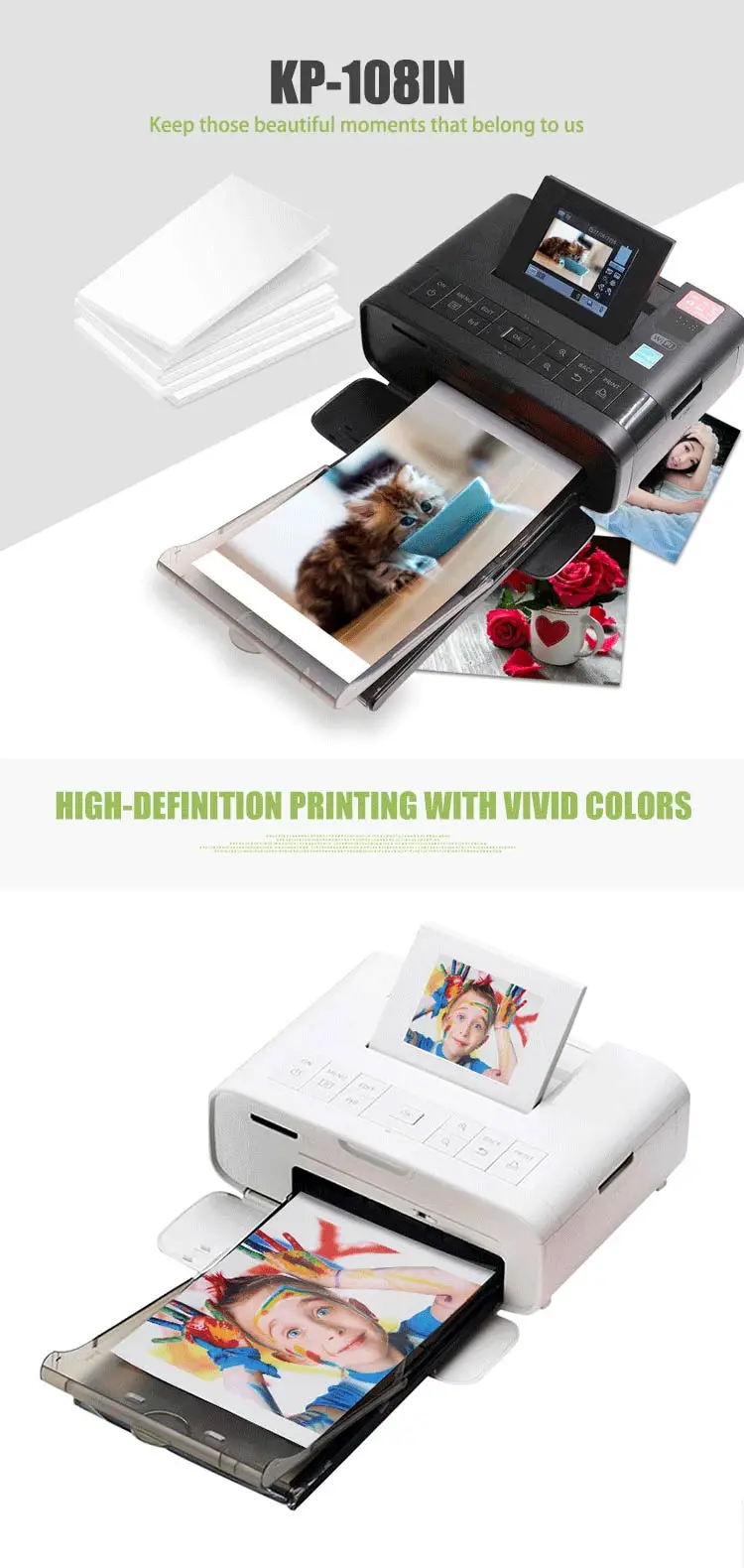 Waterproof Kp 108-in Glossy Photo Paper Sheet Compatible For Photo Printer Cp1000 Cp1200 Cp1300