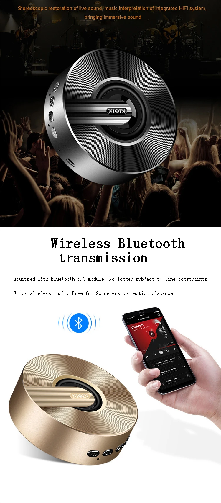 Custom color changing super bass mini bluetooth speaker - ANKUX.COM