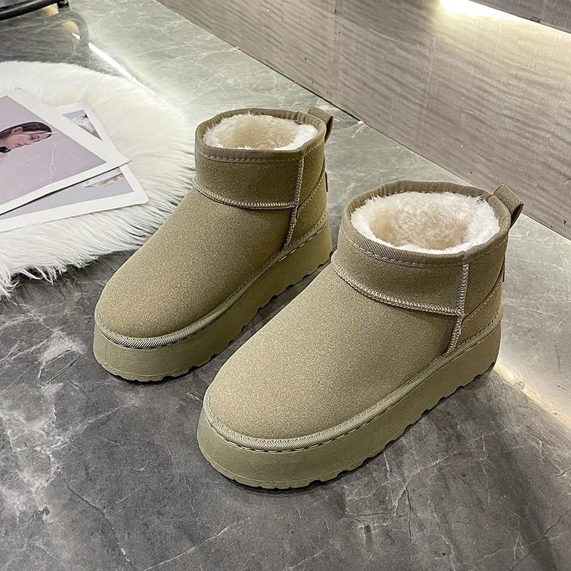 2023 Winter New Snow Boots Female Thick Soles To Wear Fur One Short
