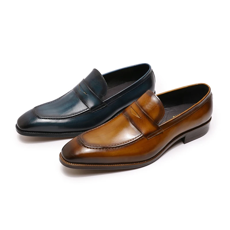 navy blue designer loafers