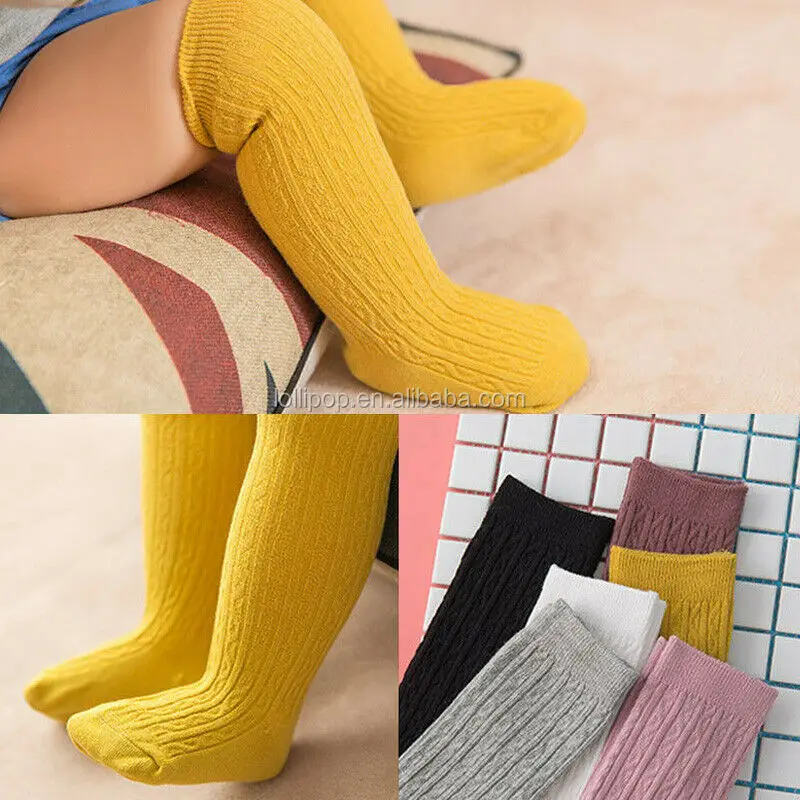 Spring Baby kid Socks For Girls Newborn Toddler Knee High Lace Sock Long  Girls Cute Leg Warmers For Newborns Infantile Socks (Yellow)