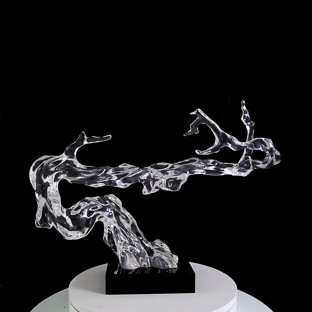 Office Tabletop Decoration Transparent Tree Figure Resin Sculpture