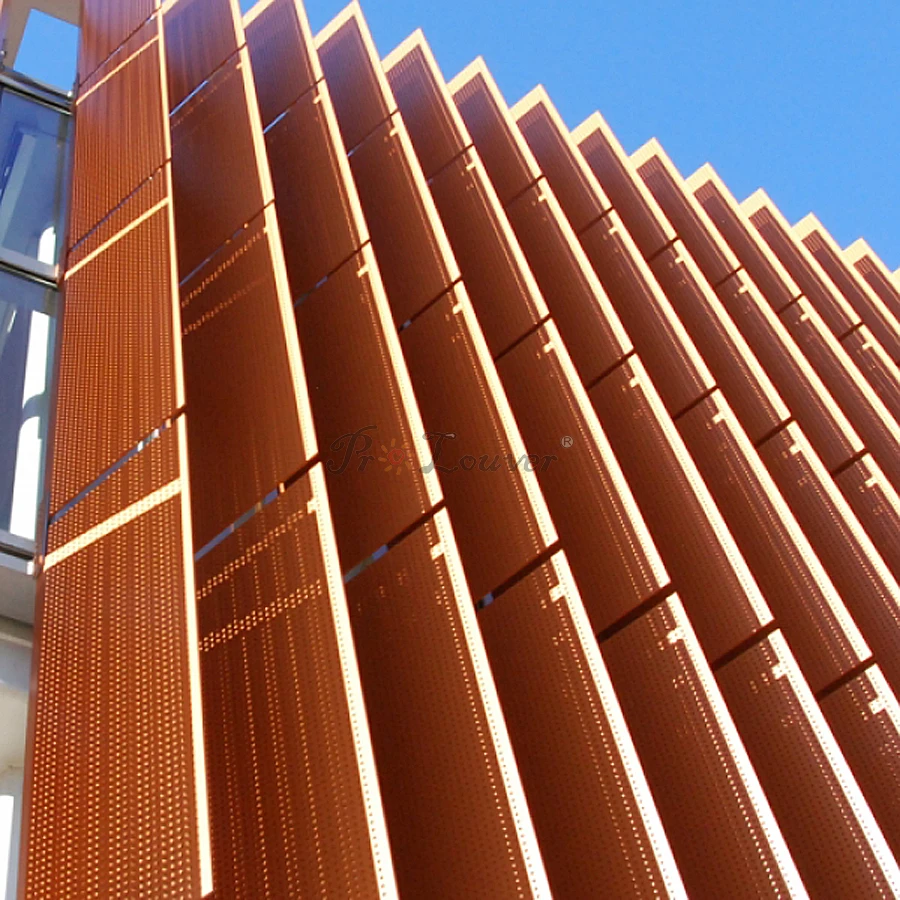 45 Degree Installation Aluminum Sun Shade Perforated Panel Facade Wall ...