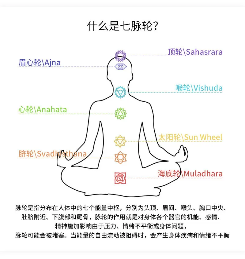 高品质天然石编织手链愈合彩虹瑜伽7脉轮珠子手链