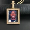 Hip Hop Custom 18k Gold CZ Diamond Paved 3D Photo Picture Frame Pendant