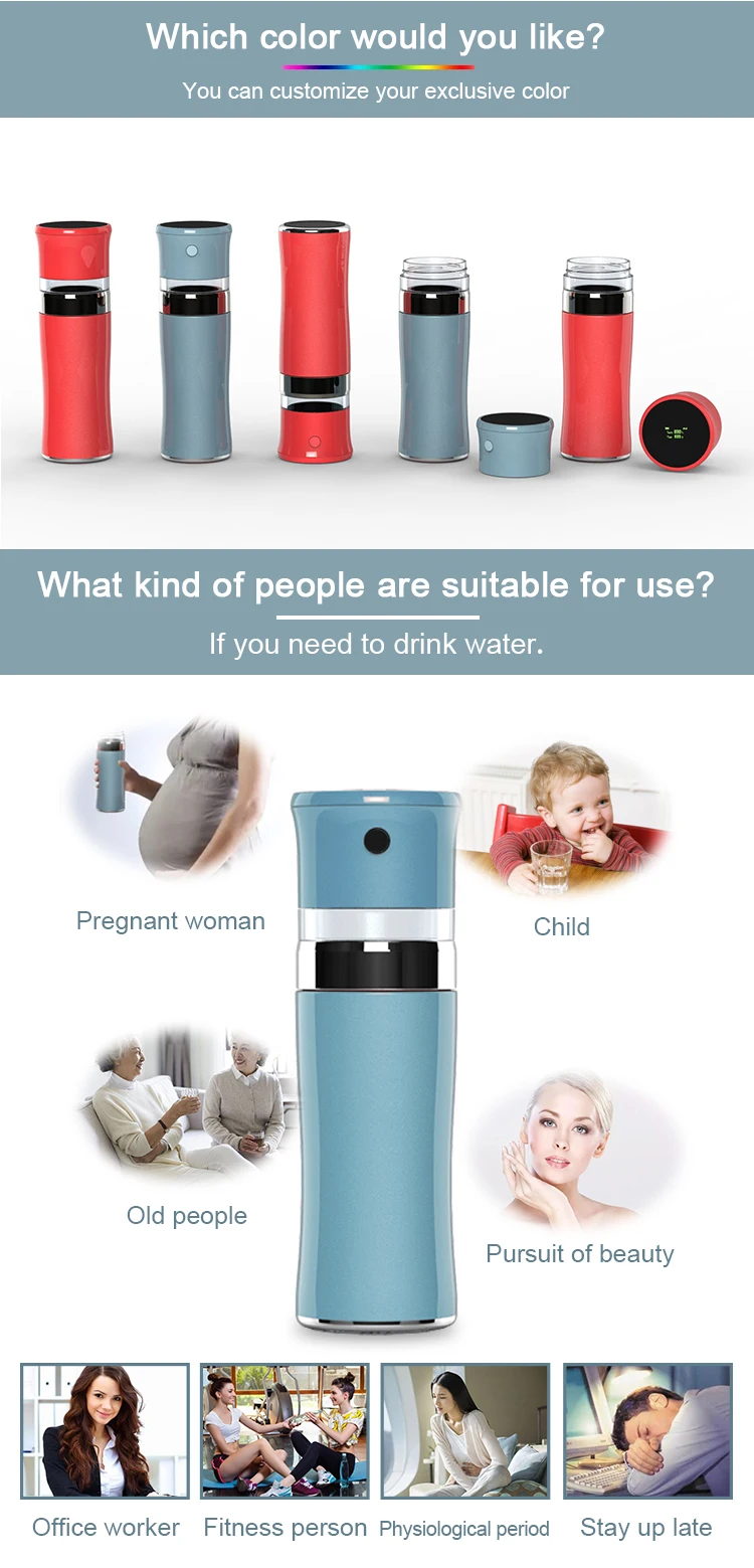 Health Energy Hydrogen Generator Sports Water Bottle Hydrogen Rich Bottle