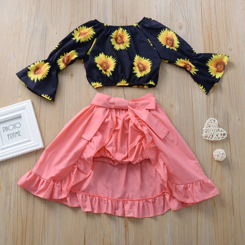 New 3 Pieces Sunflower Fall Girls Clothes Toddler Girls Clothing Sets ...
