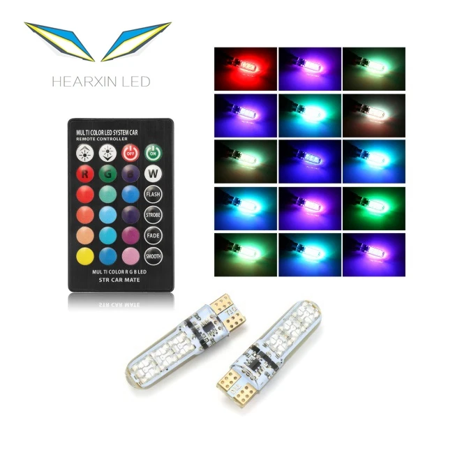 Car RGB LED 12V T10 LED RGB 5050 6SMD Remote Controller Reading Universal Wedge Light Signal Lamp car accessories car light