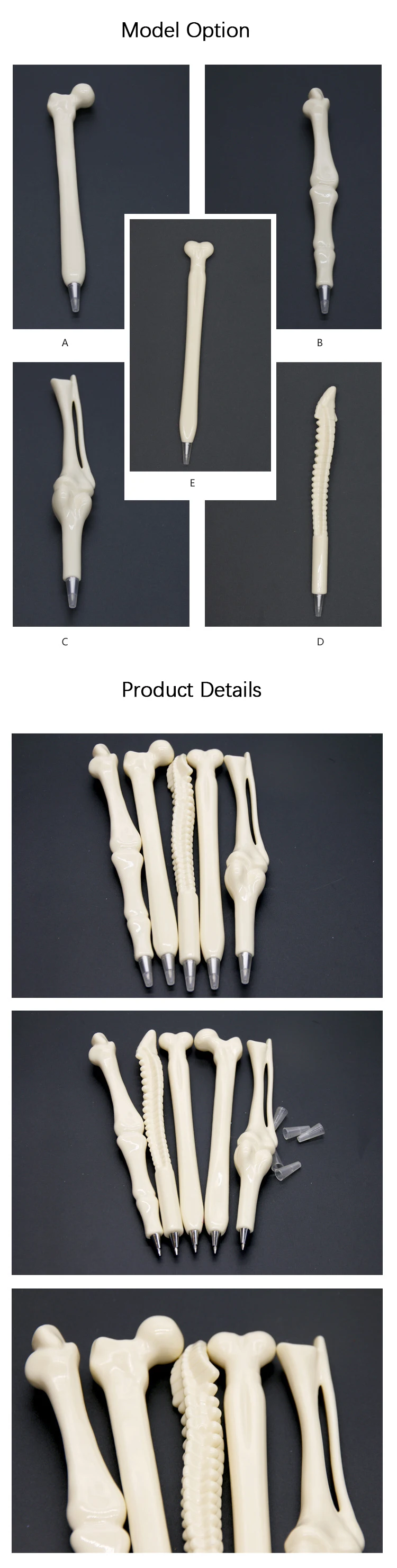 Promotional Creative Novelty Design Plastic Medical Bone Shape Ball Pen