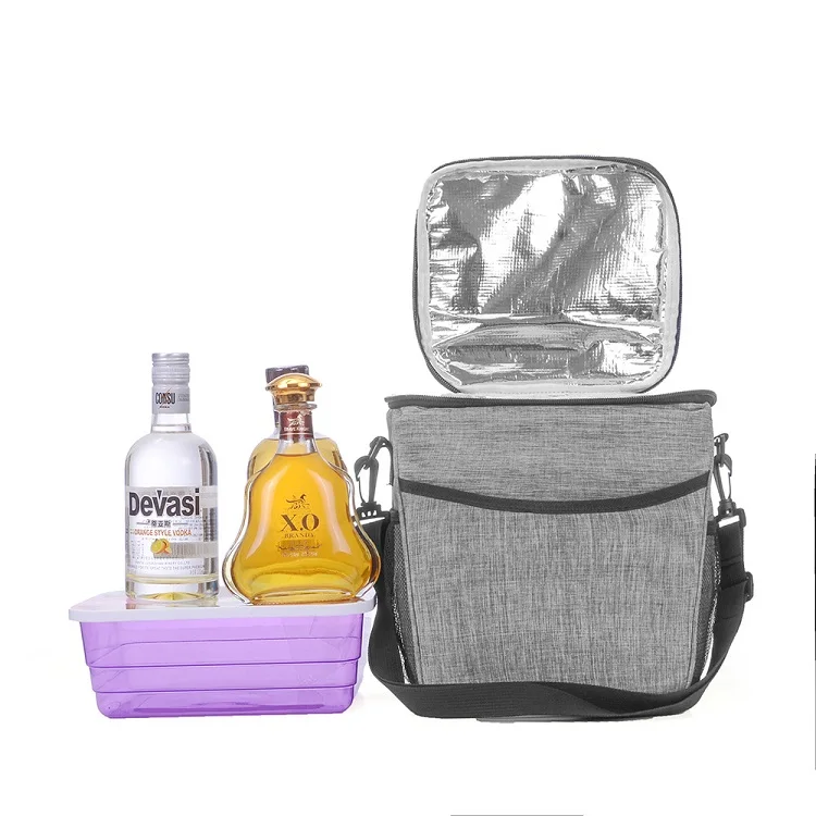 Portable Lightweight Oxford Lunch Cooler Bag Insulated Bags with Drink Holder Pocket