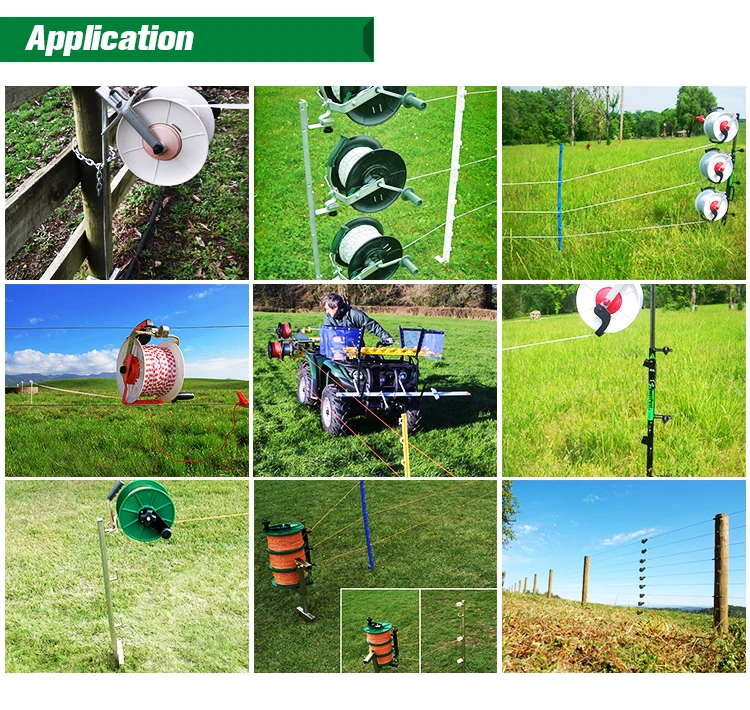 Portable Carry Handle O Type Farm Geared Mounting Electric Fence Reel