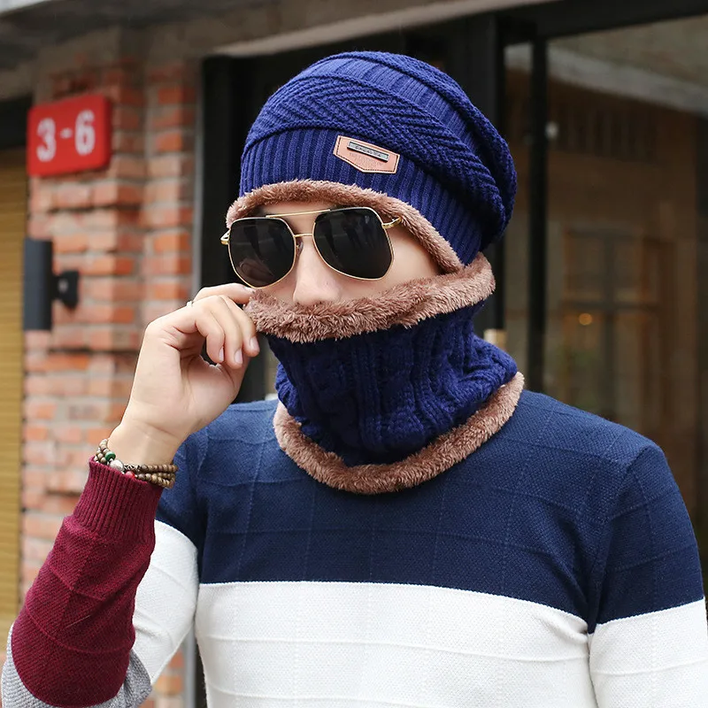 Buy Men Warm Winter Hat With Scarf 