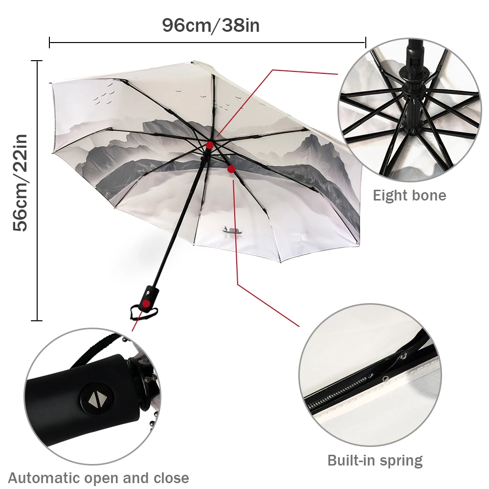 OEM Strongest Light Portable And Automatic Folding Rain Windproof Umbrella Durable Premium Grip Fits Car Backpack_voghion.com