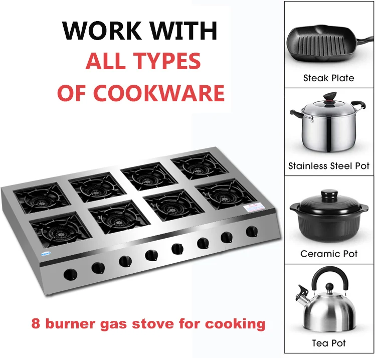 6 burners gas stove/cooking gas cooktop/tempered glass gas hob