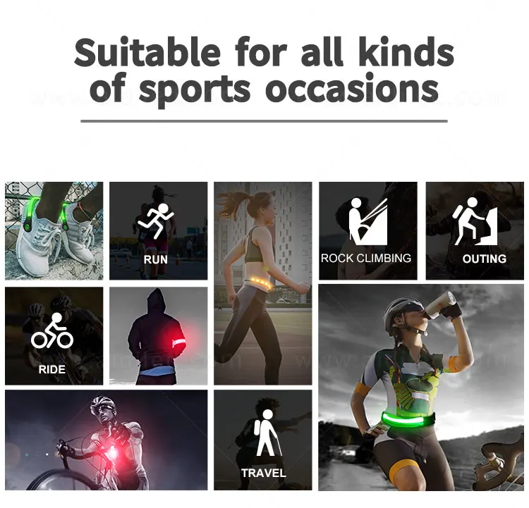 Grid Pattern Led Belt Light for Night Running USB Rechargeable Sport Accessory China Factory Led Flashing Belt Bag